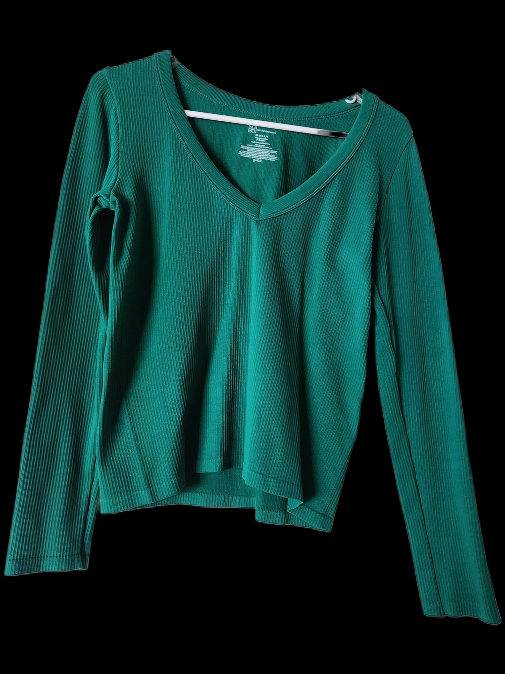 No Boundaries Ribbed V-Neck Top - Teal